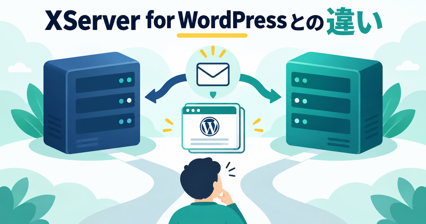 エックスサーバーとXServer for WordPressをメールと複数サイト運用で選び分けるイメージ